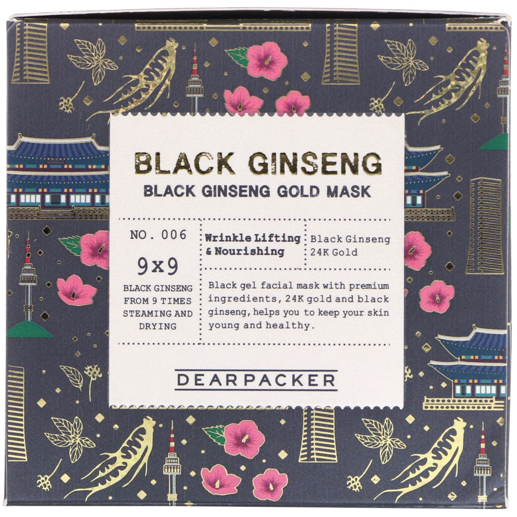 Kære Packer, Black Ginseng, Black Ginseng Gold Mask, 3,4 fl oz (100 ml)