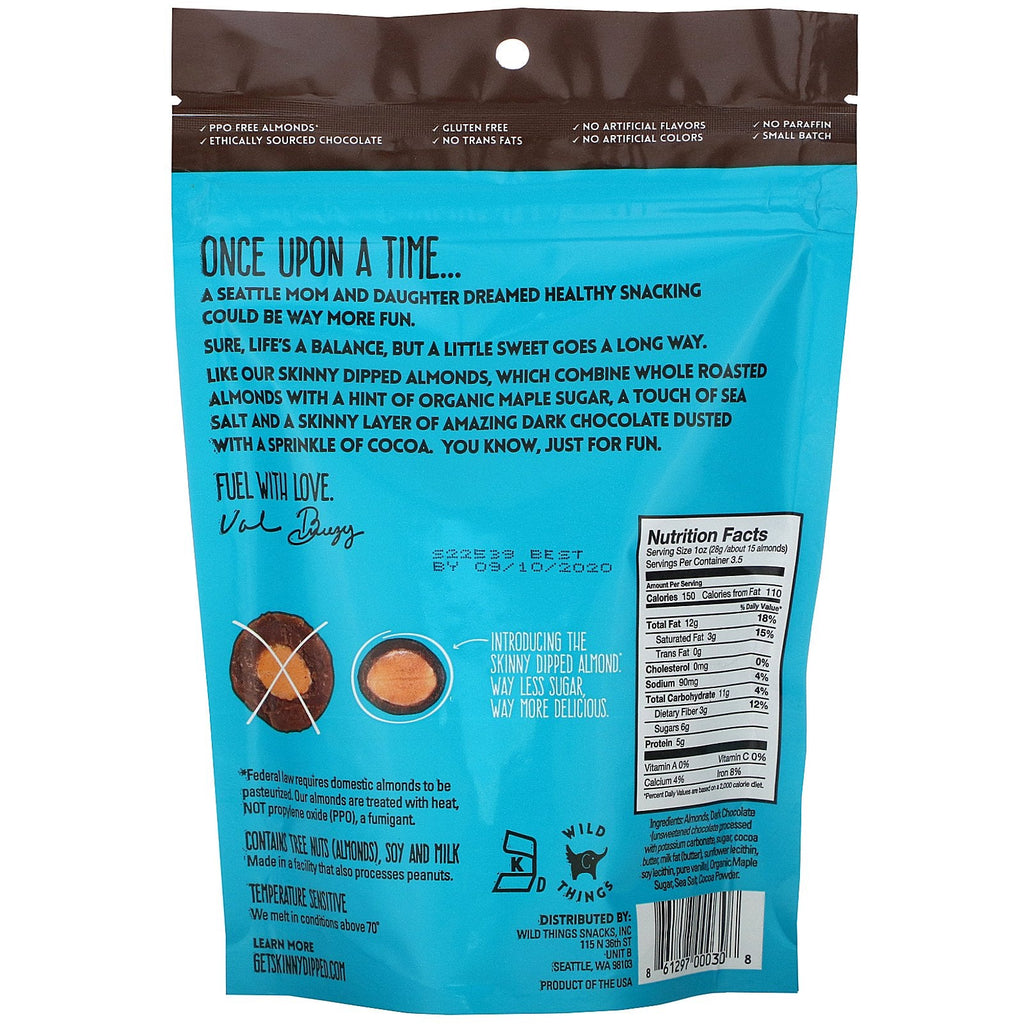 SkinnyDipped, mandler, mørk chokolade kakao, 3,5 oz (99 g)