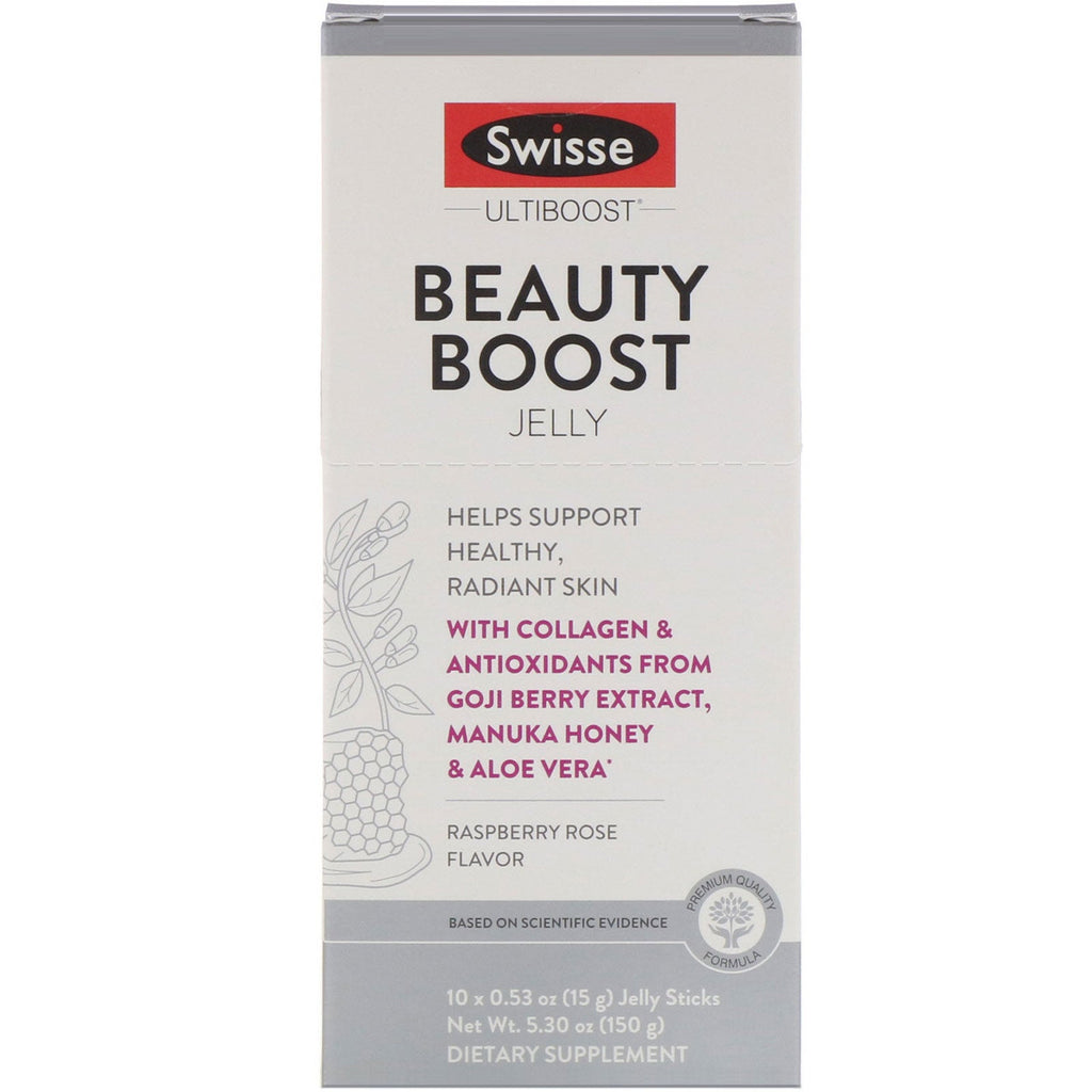 Swisse, Ultiboost, Beauty Boost Jelly, Raspberry Rose Flavor, 10 Sticks, 0.53 oz (15 g) Each