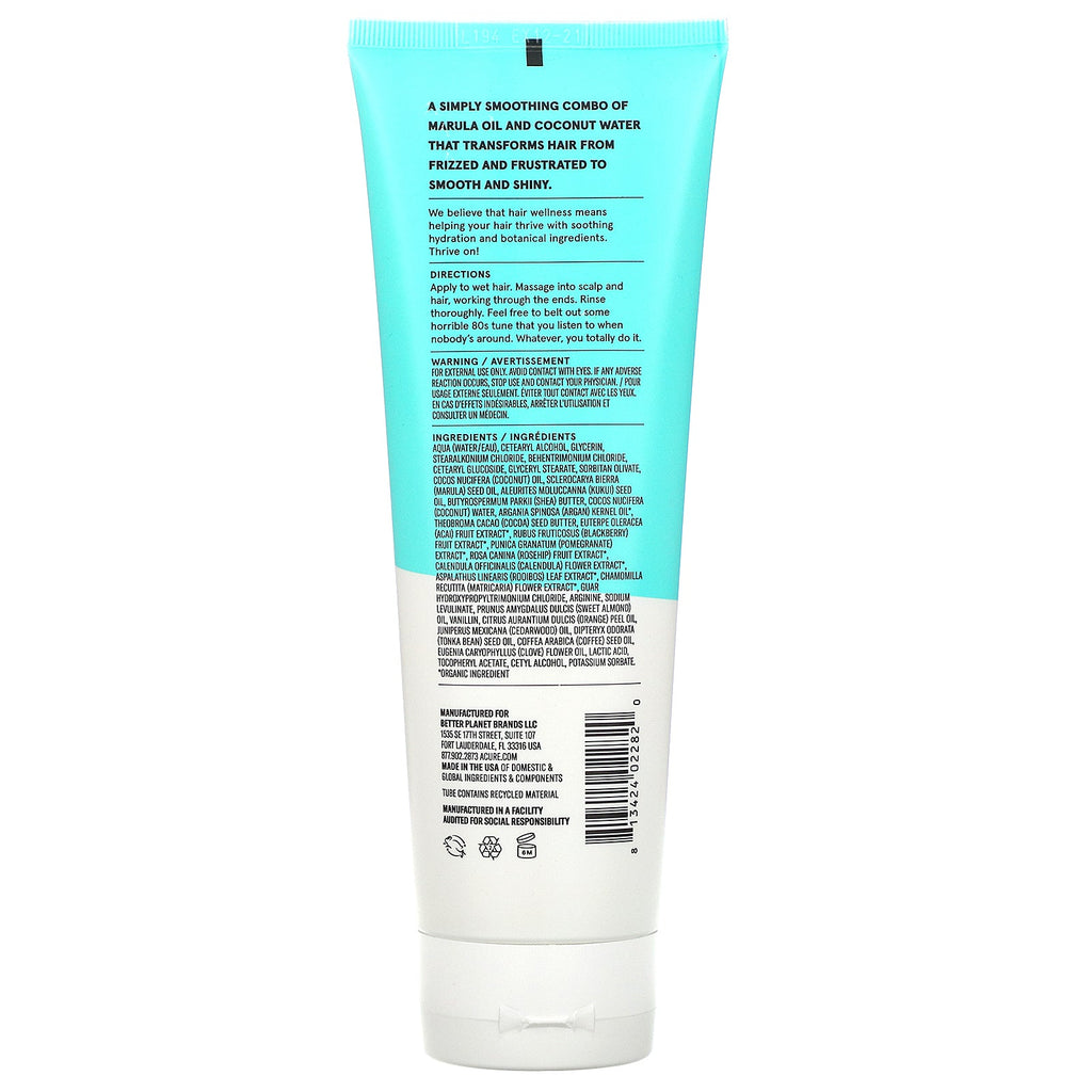 Acure, Acondicionador simplemente suavizante, aceite de coco y marula, 8 fl oz (236,5 ml)