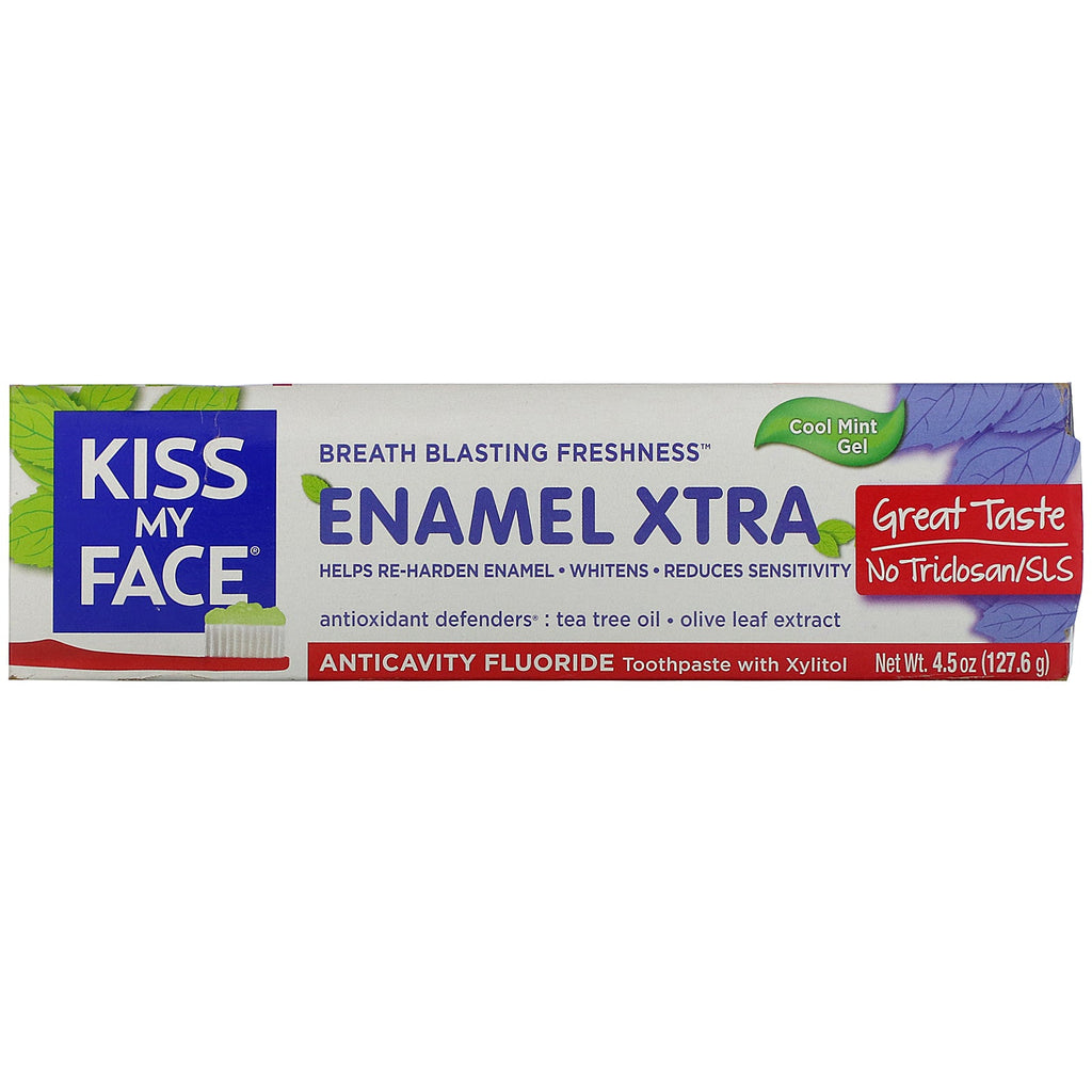 Kiss My Face, Enamel Extra, Anticavity Fluoride Toothpaste with Xylitol, Cool Mint Gel, 4.5 oz (127.6 g)