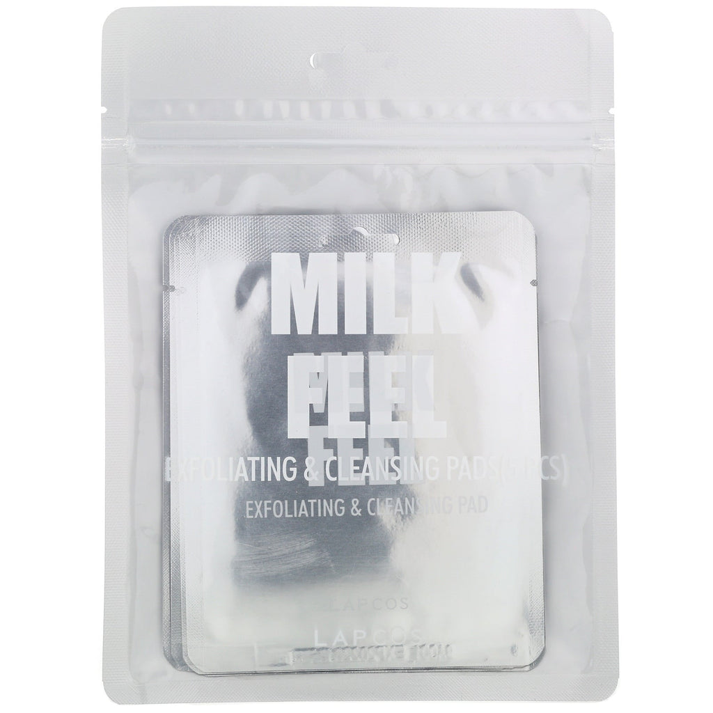 Lapcos, Milk Feel, Exfoliating &amp; Cleansing Pad, 5 pads, 0,24 oz (7 g) hver