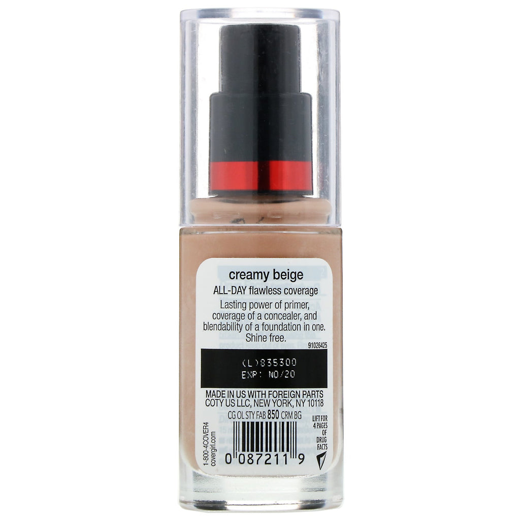 Covergirl, Outlast All-Day Stay Fabulous, 3-in-1 Foundation, 850 Creamy Beige, 1 fl oz (30 ml)