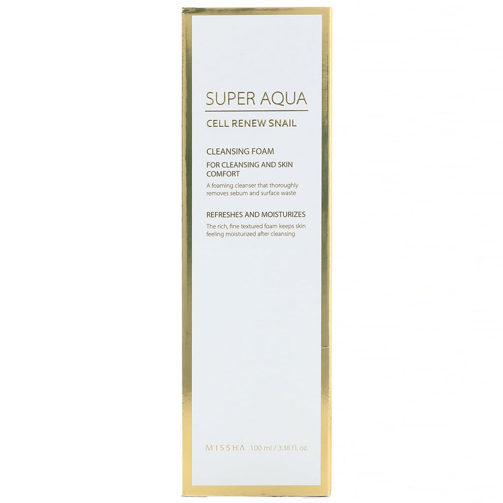 Missha, Super Aqua, Cell Renew Snail, Cleansing Foam, 3,38 fl oz (100 ml)