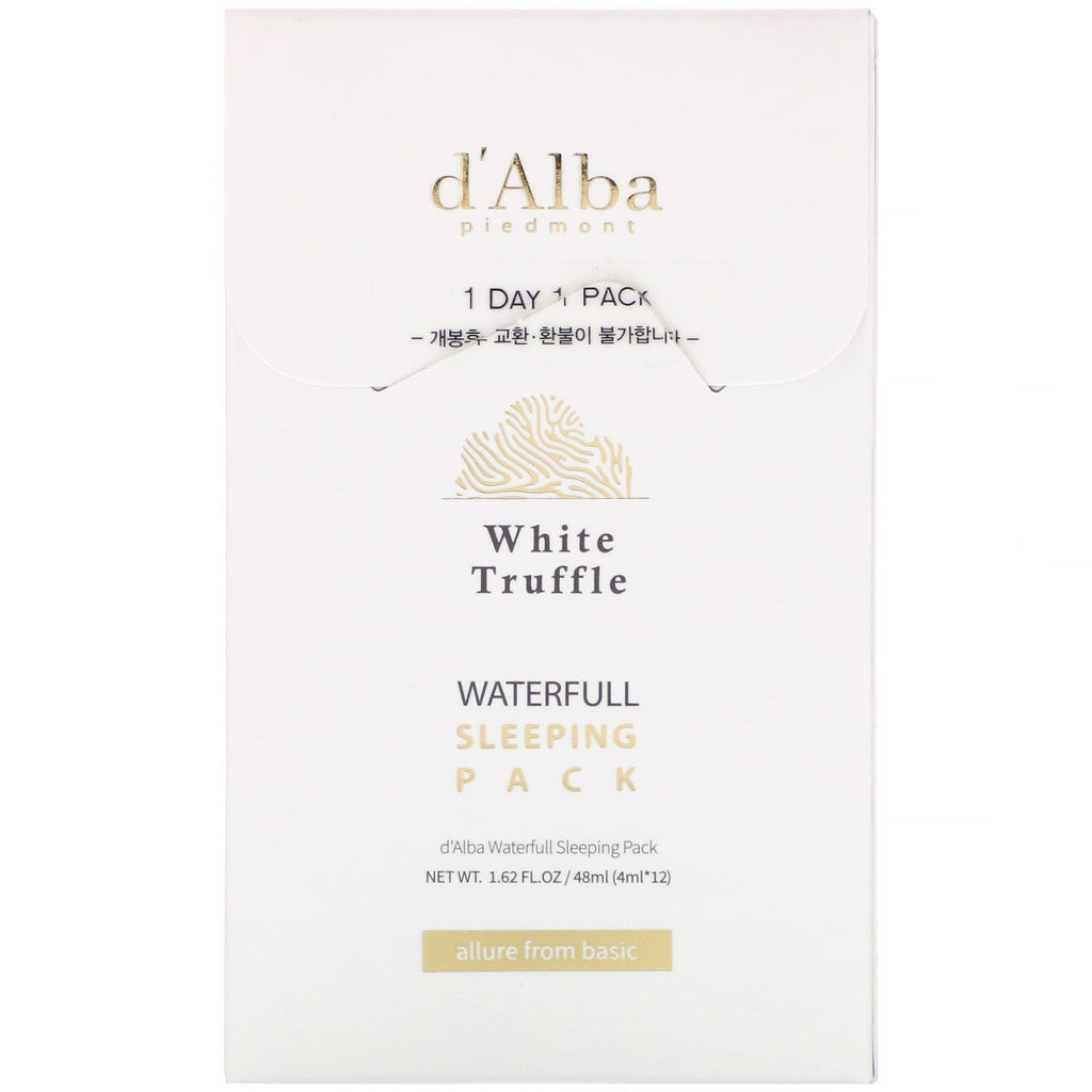 d'Alba, White Truffle, Waterfull Sleeping Pack, 1.62 fl oz (48 ml)