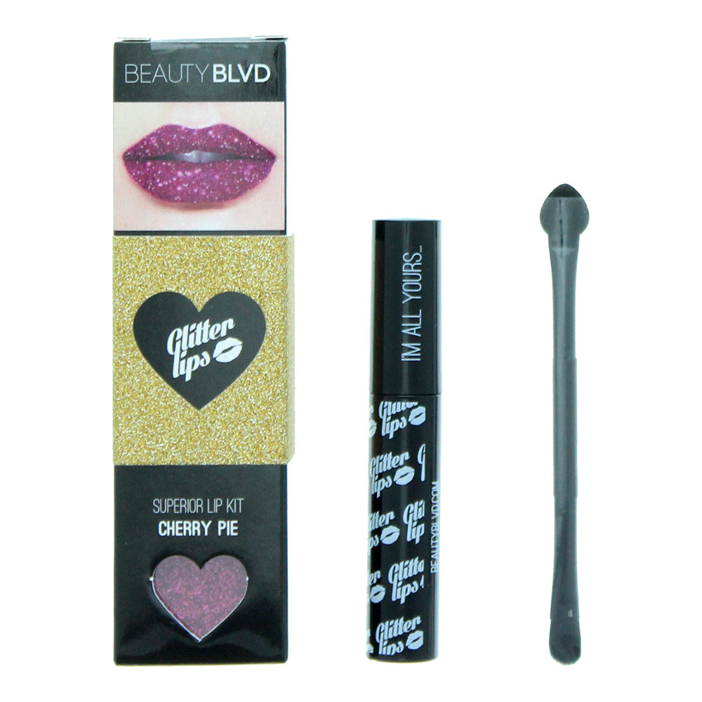 Beauty Blvd Glitter Lips Cherry Pie 3 Piece Gift Set: Gloss Bond 3.5ml - Glitter