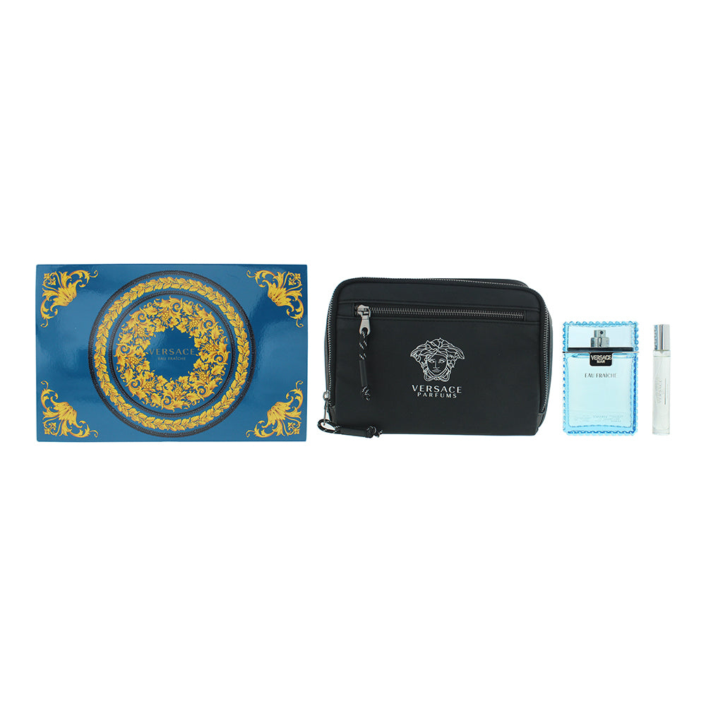 Versace Man Eau Fraiche 3 Piece Gift Set: Eau de Toilette 100ml - Eau de Toilett