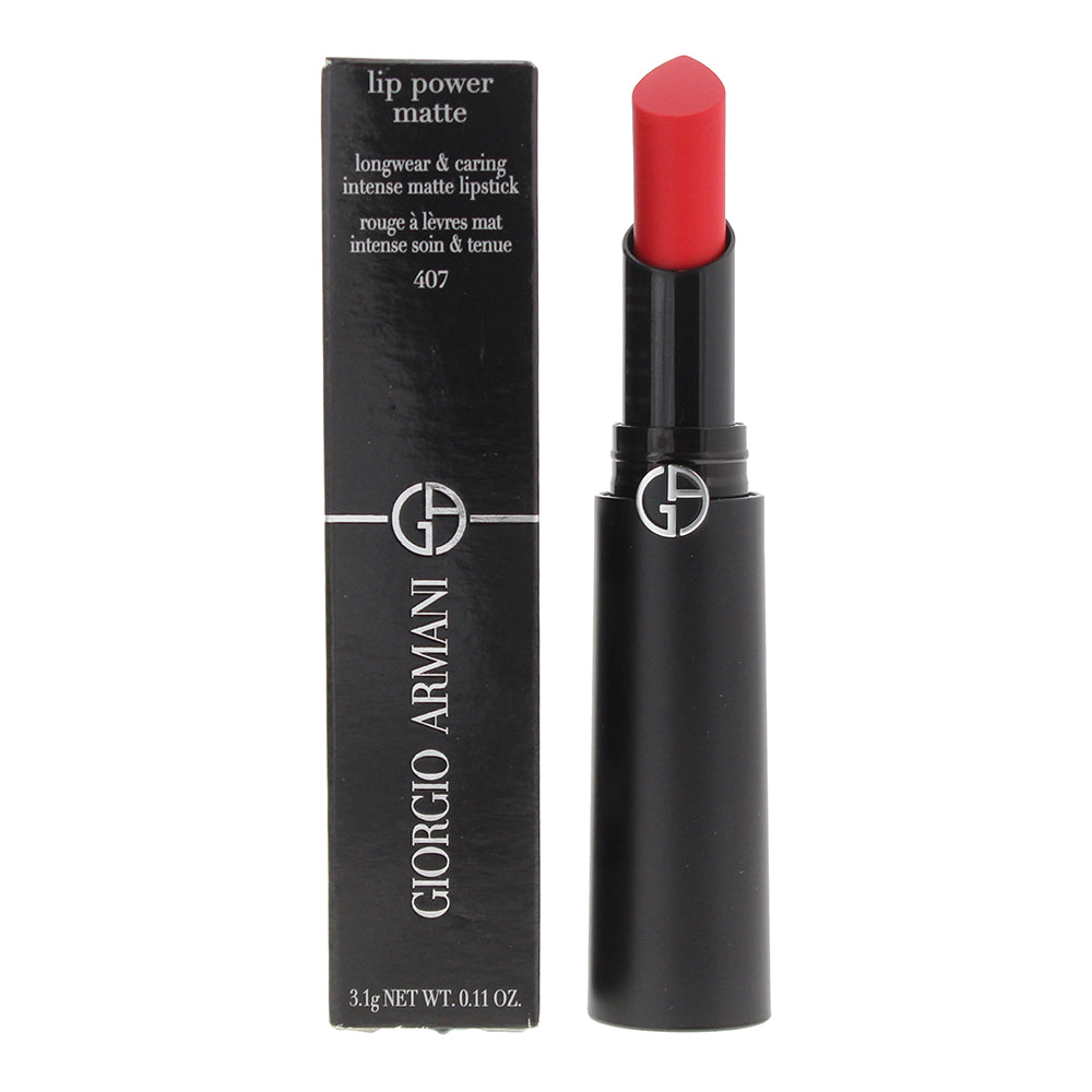 Giorgio Armani Lip Power Matte Longwear & Caring 407 Lipstick 3.1g