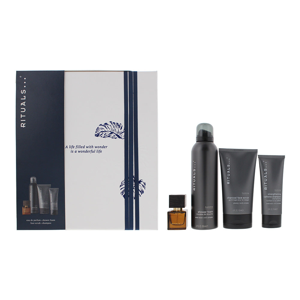 Rituals Homme Medium 4 Piece Gift Set: SF 200ml - FS 125ml - Shampoo 70ml - EDP