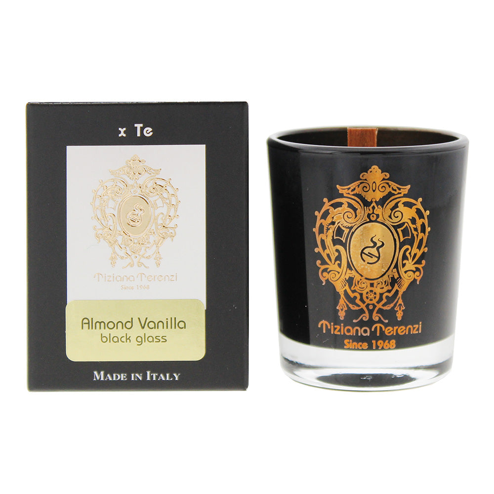 Tiziana Terenzi Almond Vanilla Black Glass Vinci Candle 35g