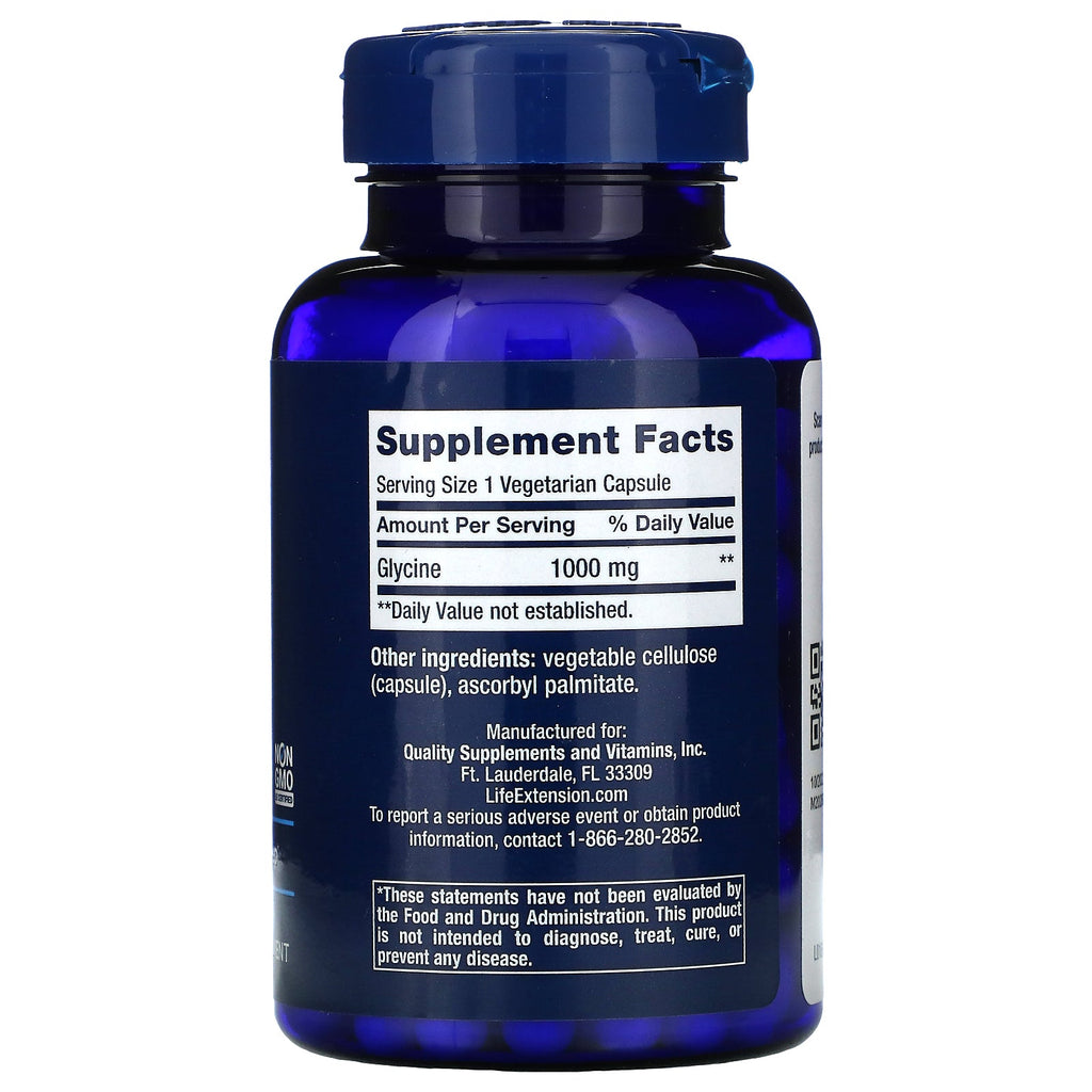 Life Extension, Glicina, 1000 mg, 100 cápsulas vegetarianas