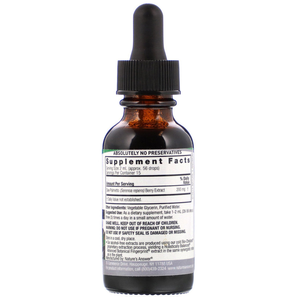 Nature's Answer, Saw Palmetto-ekstrakt, alkoholfri, 1.200 mg, 1 fl oz (30 ml)