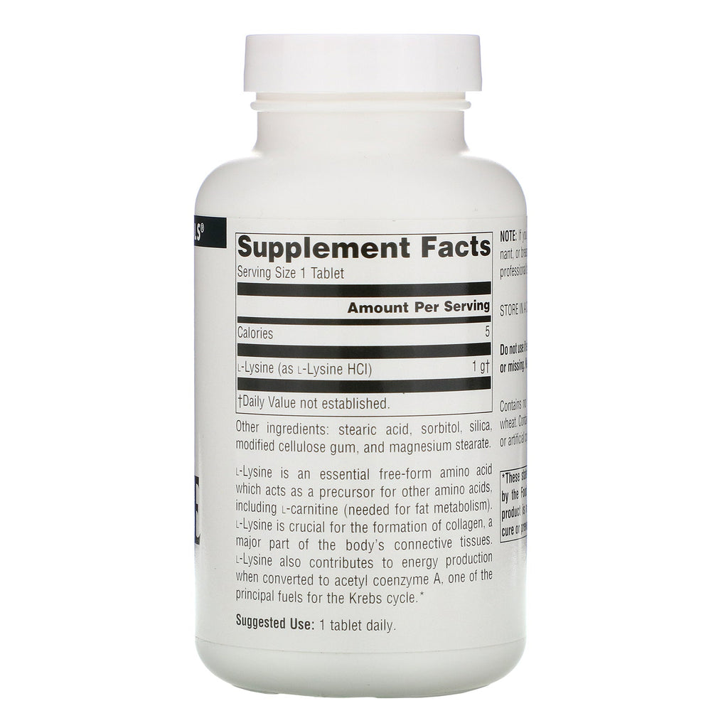 Source Naturals, L-lisina, 1000 mg, 100 tabletas