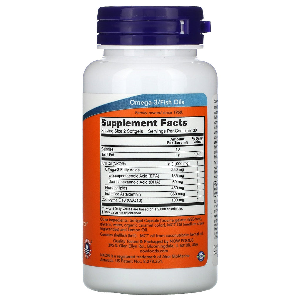 Now Foods, Krill & CoQ10, 60 Softgels