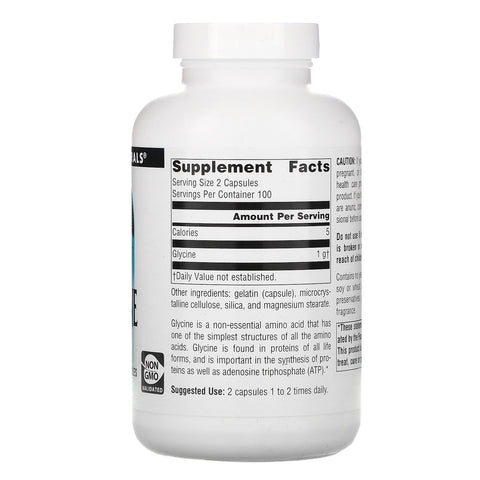 Source Naturals, Glicina, 500 mg, 200 cápsulas