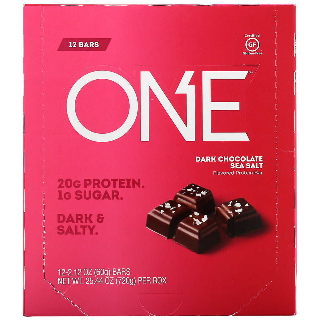 One Brands, ONE Bar, Dark Chocolate Sea Salt, 12 Bars, 2.12 oz (60 g) Each