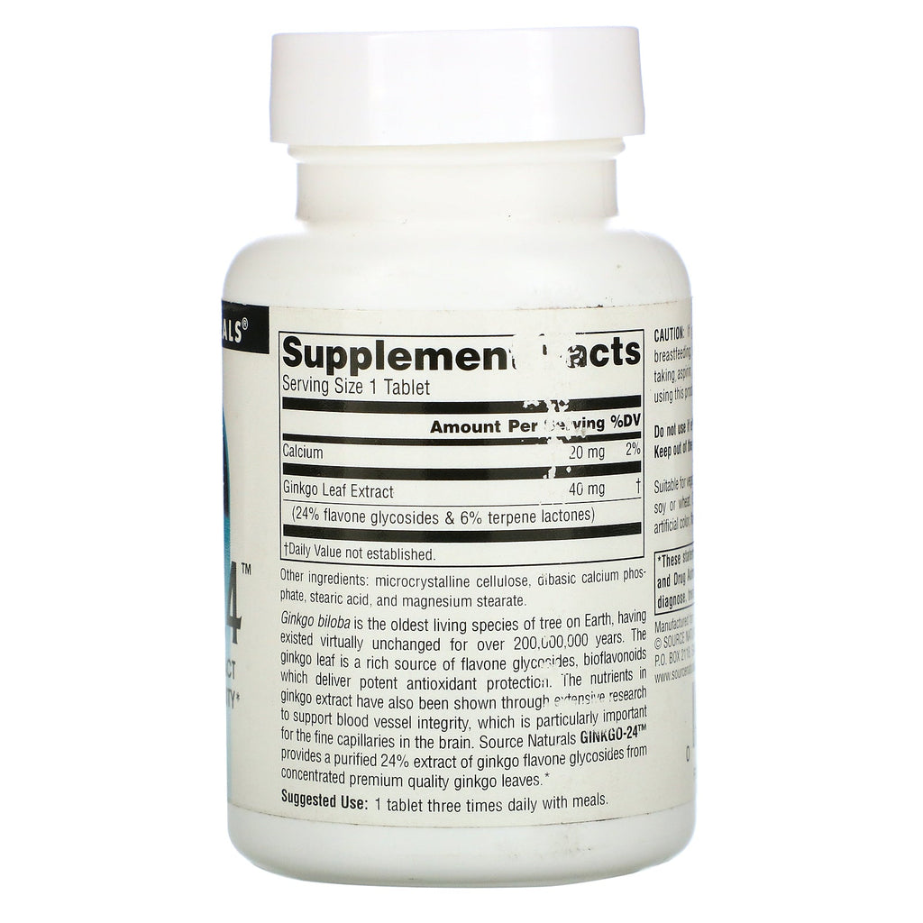 Source Naturals, Ginkgo-24, 40 mg, 120 Tablets
