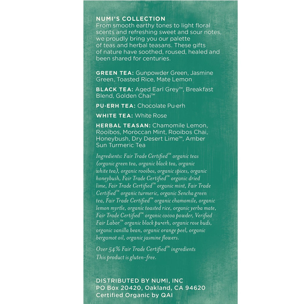 Numi Tea, té, tés y tés de hierbas, colección Numi, 16 bolsitas de té sin OGM, 1,26 oz (34,7 g)