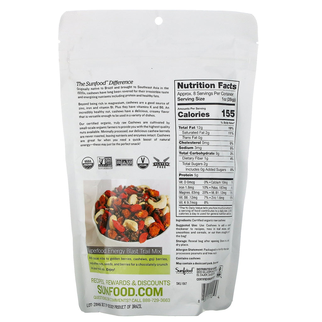 Solmad, cremede hele cashewnødder, 8 oz (227 g)