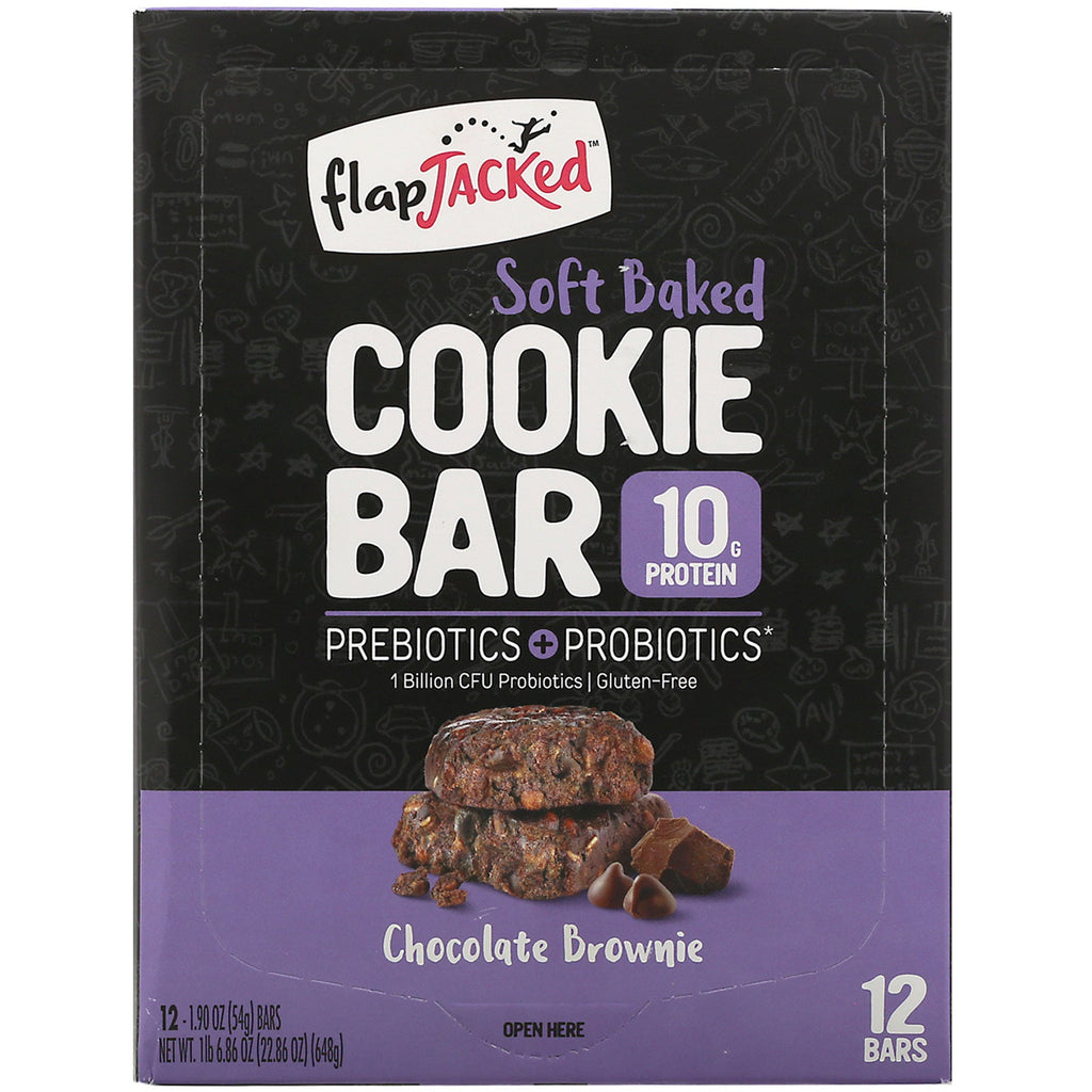 FlapJacked, blødt bagt kagebar, chokoladebrownie, 12 barer, 1,90 oz (54 g) hver