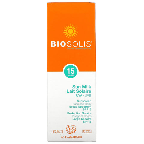 Biosolis, Sun Milk, Sunscreen, SPF 15, 3.4 fl oz (100 ml)