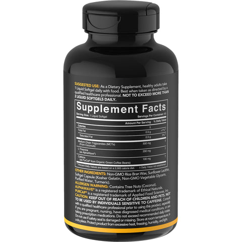 Sports Research, L-teanina y cafeína con aceite MCT, 60 cápsulas blandas