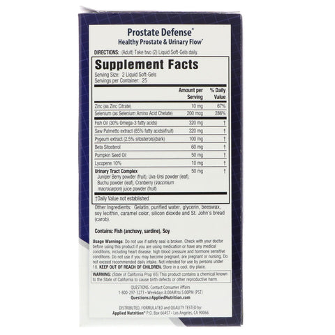 appliednutrition, Prostate Defense, 50 Liquid Soft-Gels