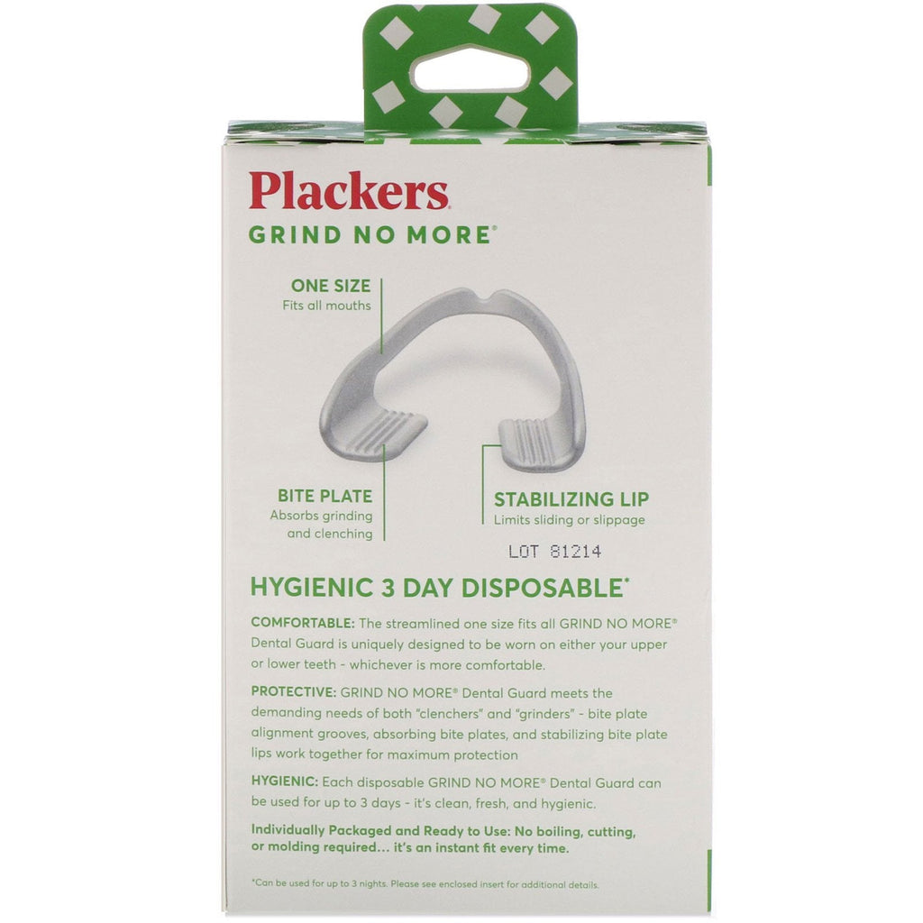 Plackers, Grind No More, Disponibel, Dental Guards, 16 Count
