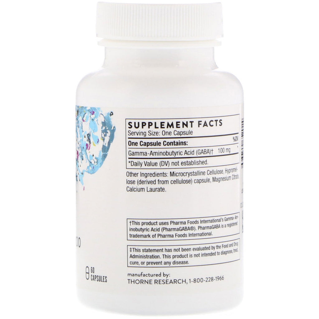 Thorne Research, PharmaGABA-100, 60 cápsulas