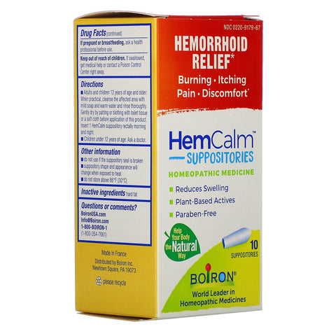 Boiron, HemCalm Suppositories, Hemorrhoid Relief, 10 Suppositories