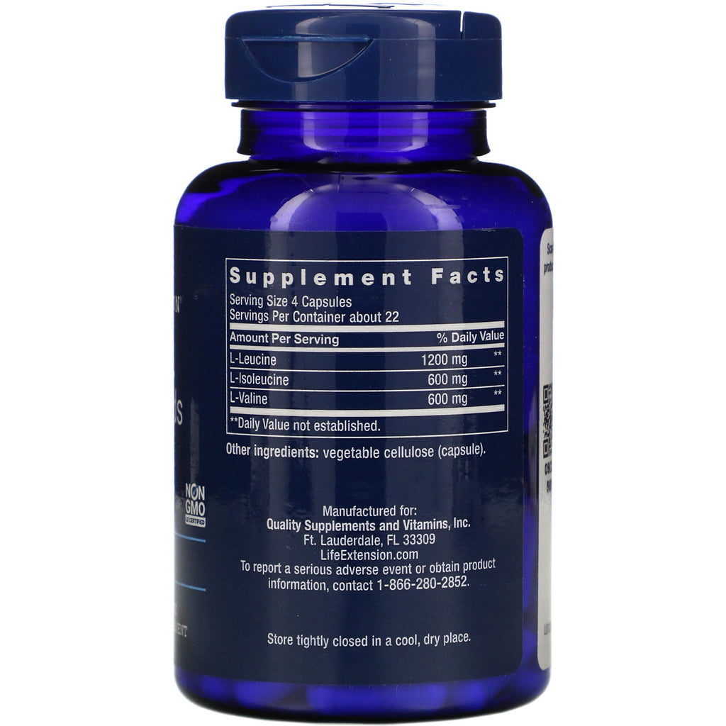Life Extension, Aminoácidos de cadena ramificada, 90 cápsulas