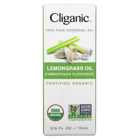 Cliganic, 100% Pure Essential Oil, Lemongrass Oil, 2/6 fl oz (10 ml)