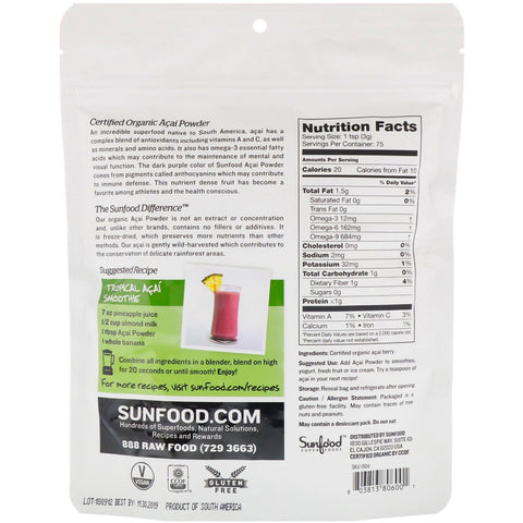 Sunfood,  Acai Powder, 8 oz (227 g)