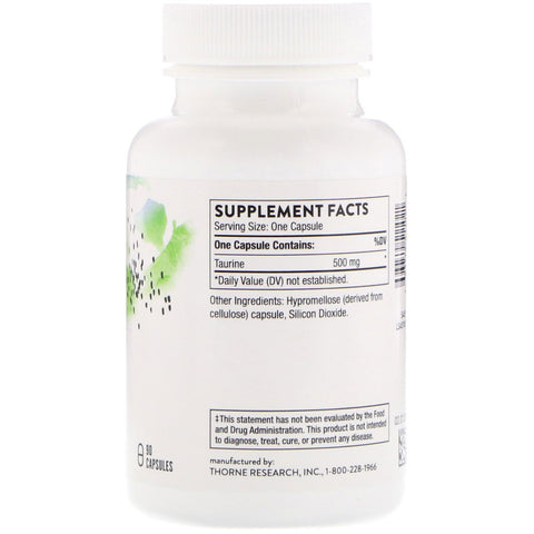 Thorne Research, Taurina, 90 cápsulas