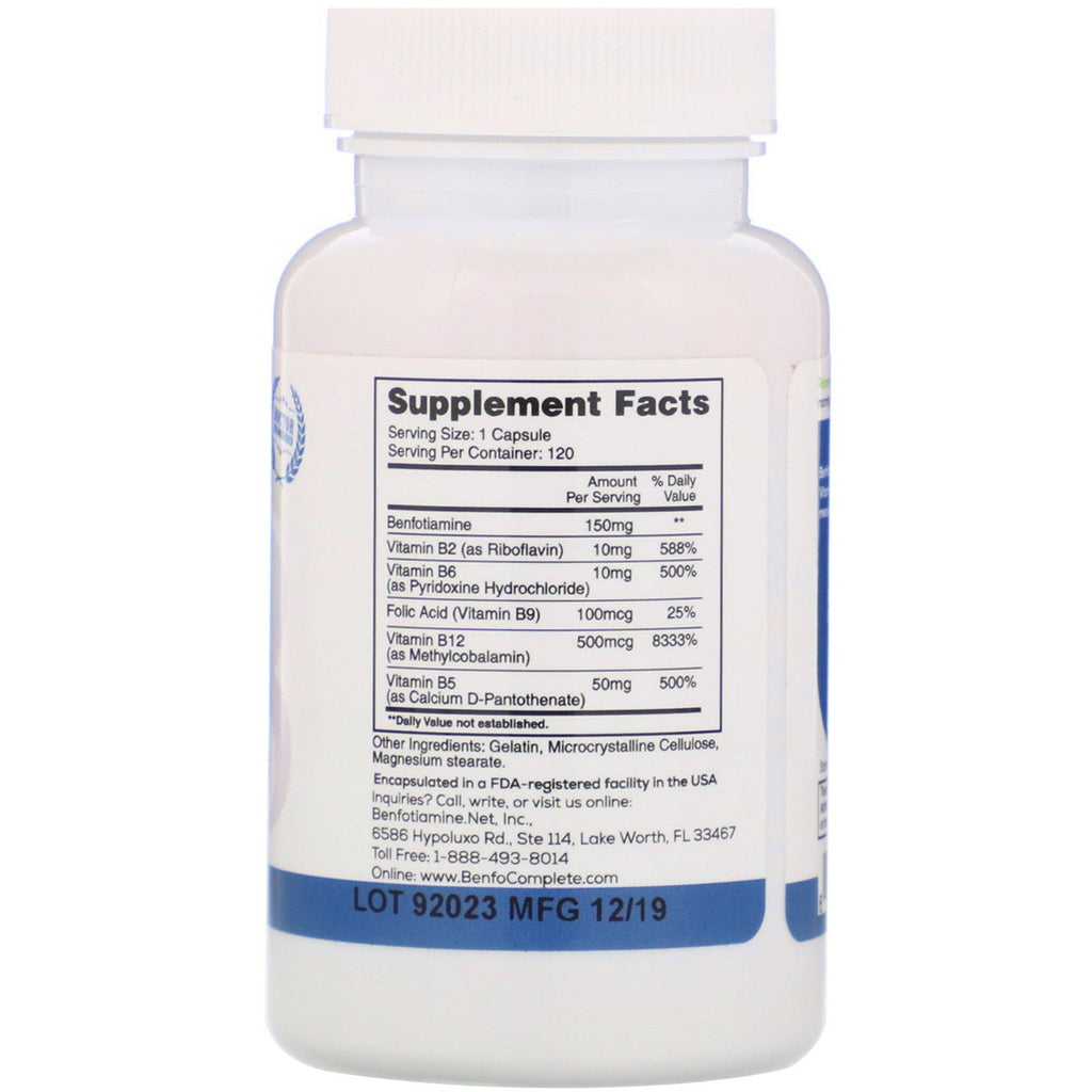 Benfotiamine Inc., Multi-B Benfotiamin Neuropati Support Formula, 150 mg, 120 kapsler