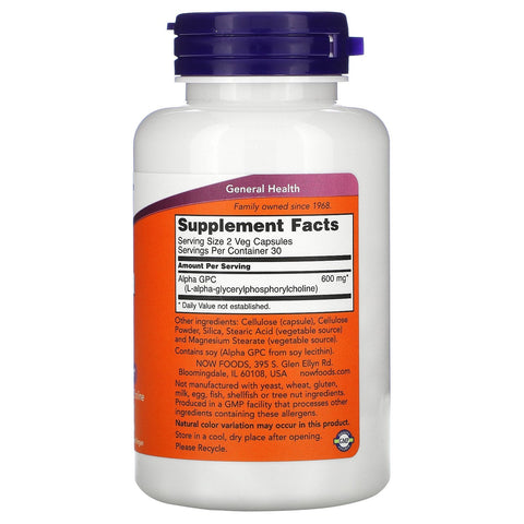 Now Foods, Alpha GPC, 300 mg, 60 Veg Capsules