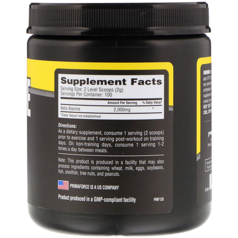 Primaforce, Beta-Alanina, Sin sabor, 200 g