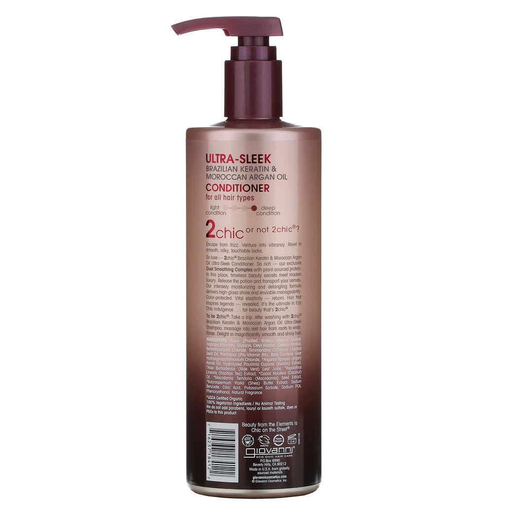Giovanni, 2chic, ultra-slank balsam, til alle hårtyper, brasiliansk keratin og arganolie, 24 fl oz (710 ml)