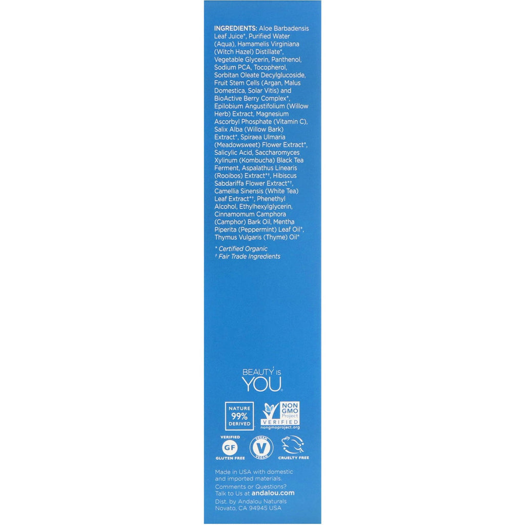 Andalou Naturals, Pure Pore Toner, Willow Bark, Clear Skin, 6 fl oz (178 ml)