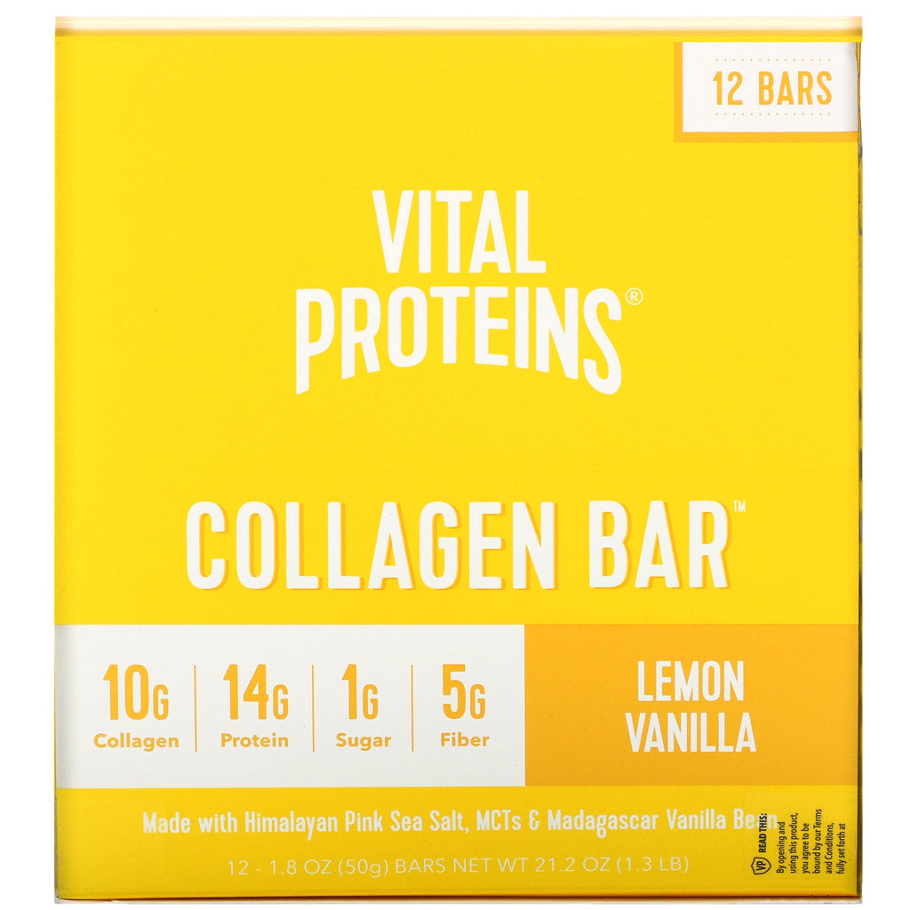 Vital Proteins, Collagen Bar, Lemon Vanilla, 12 Bars, 1.8 oz (50 g) Each