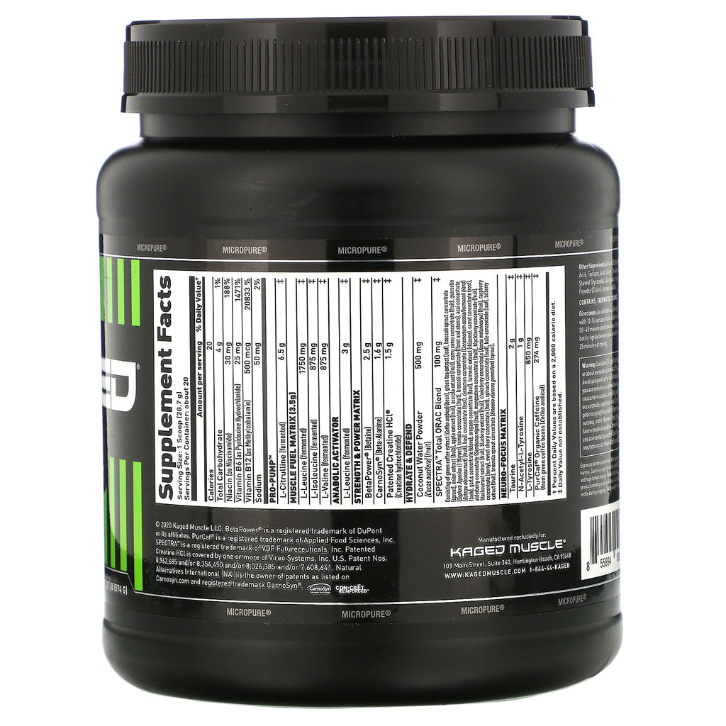 Kagged Muscle, PRE-KAGED, preentrenamiento premium, uva, 574 g (1,27 lb)