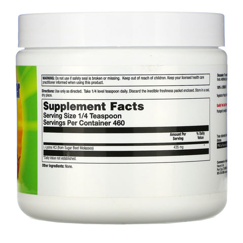 Nature's Life, L-lisina en polvo, sin sabor, 200 g