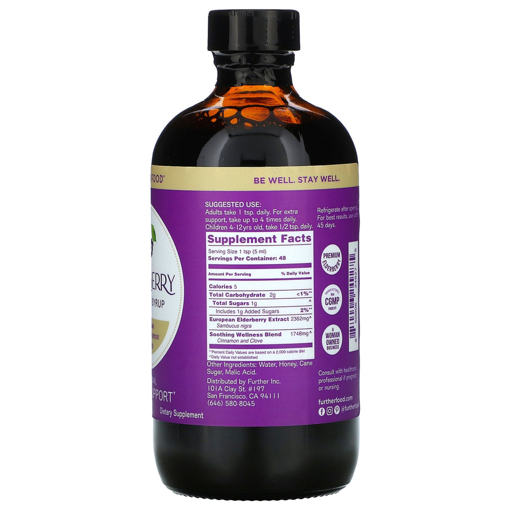 Further Food, Jarabe calmante de saúco, apoyo inmunológico tradicional, 8 fl oz (237 ml)