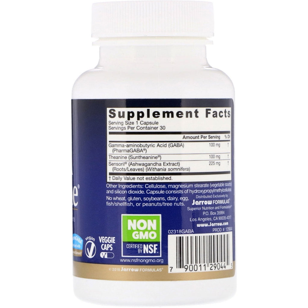 Jarrow Formulas, GABA Calmante, 30 cápsulas vegetales