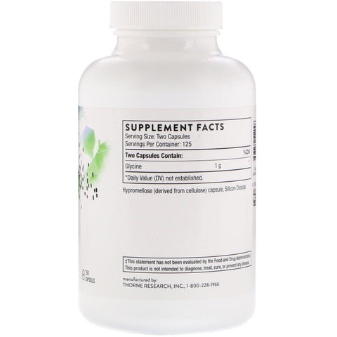 Thorne Research, glicina, 250 cápsulas