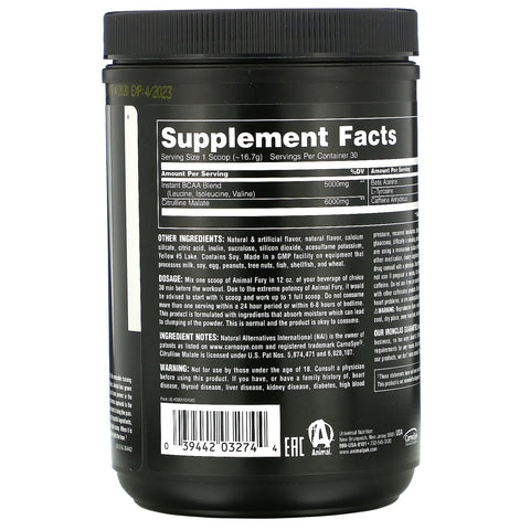 Universal Nutrition, Animal Fury, Limonada, 501 g (1,1 lb)