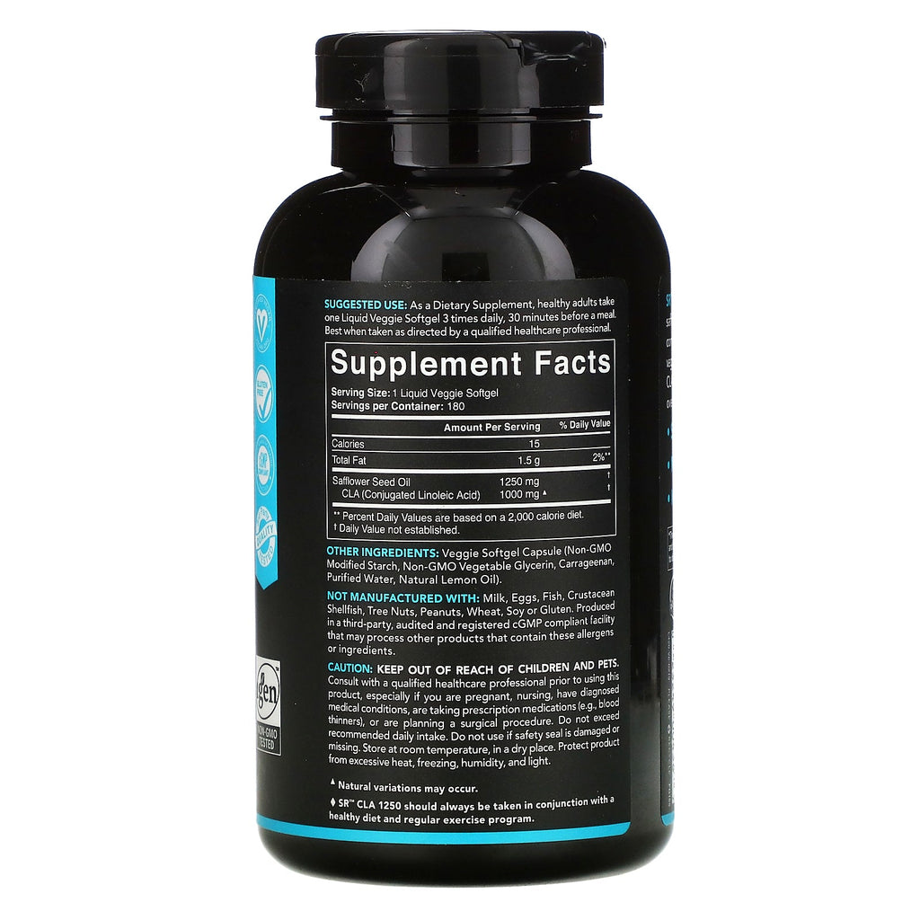 Sports Research, CLA 1250, 1,250 mg, 180 Veggie Softgels