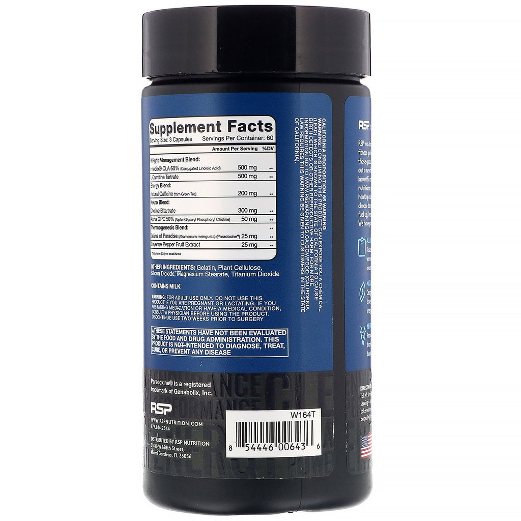 RSP Nutrition, QuadraLean Thermo, Fat Burner, 180 Capsules