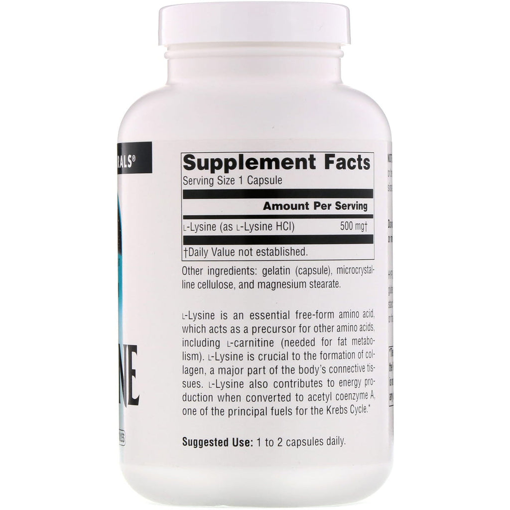 Source Naturals, L-lisina, 500 mg, 200 cápsulas