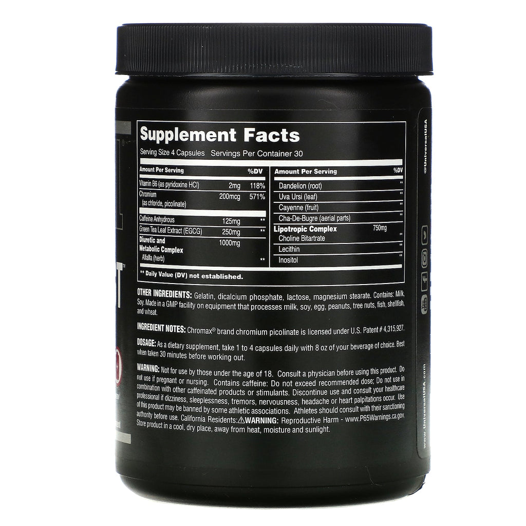 Universal Nutrition, Ripped Fast, Herbal Cutting Formula, 120 Capsules